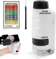 60-120X rankinis mikroskopas, skaitmeninis mikroskopas vaikams, kišeninis mikroskopas vaikams su LED šviesa, vaikiškas mikroskopo rinkinys nuo 6 iki 12 metų - mini didinamasis stiklas - vaikų sodo žaislas