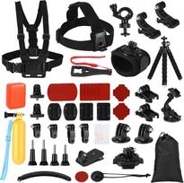 61-in-1 veiksmo kamerų priedų rinkinys - suderinamas su "GoPro Hero 12/11/10/9/8", DJI Osmo, AKASO EK7000, APEMAN, SJCAM, Cooau, Insta360, Xiaomi Yi - išsamūs veiksmo kamerų priedai su dėklu