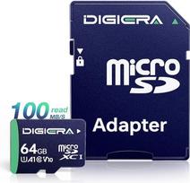 64GB CT100 microSDXC UHS-I atminties kortelė su adapteriu - iki 100MB/s, C10, U1, V10, Full HD, A1, Micro SD kortelė išmaniesiems telefonams, planšetiniams kompiuteriams, fotoaparatams, žaidimų konsolėms ir dronams (pakuotė po 1 vnt.)
