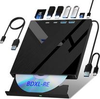 7 in 1 išorinis "Blu-ray" diskas, USB 3.0 C tipo optinis išorinis "Bluray/DVD" diskų įrašymo įrenginys su SD/TF prievadu, palaiko 100G diskų R/W, skirtas kompiuteriui, suderinamas su "Windows XP/7/8/10/11", "Mac", nešiojamuoju kompiuteriu,