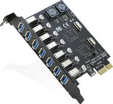 7 prievadų USB 3.0 PCIe adapterio kortelė 5Gb/s, RIITOP PCI-e Express USB 3.0 valdymo kortelė staliniam kompiuteriui su "Windows 10/8.1/8/7", palaiko PCIE X1/X4/X8/X16 lizdus