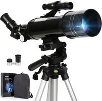 70/400 mm teleskopas, 6 mm ir 25 mm akiniai, astronominis teleskopas pradedantiesiems ir vaikams su reguliuojamo aukščio aliuminio trikoju, skirtas Mėnuliui ir planetoms stebėti