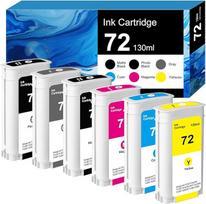 72 rašalo kasetės 130 ml, skirtos HP 72 C9403A C9374A, suderinamos su HP Designjet T770 T790 T790 T795 T610 T620 T1100 T1120 T1200 T1300 T2300 (matinės juodos, foto juodos, CyCyan, magcyan, magGrey)