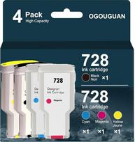 728 rašalo kasetė 300 ml, skirta HP 728 HP 728 HP728 rašalo kasetė F9J68A F9K17A F9K16A F9K15A, suderinama su HP DesignJet T730 DesignJet T830 (matinė juoda, žydra, purpurinė, geltona)