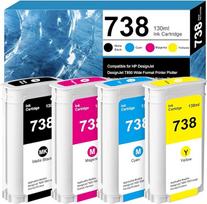 738 rašalo kasetė 130 ml, skirta HP 738 rašalui, skirta HP 738 498N4A 498N5A 498N6A 498N7A, suderinama su HP DesignJet T950, HP DesignJet T850 (matinė juoda, purpurinė, geltona, žydra)