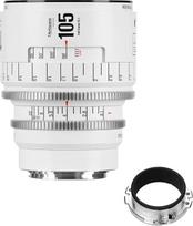 7artisans 105mm T2.1 Infinte serijos profesionalus rankinis viso kadro kino objektyvas, suderinamas su EF bajonetu, skirtas fotografijai ir filmų gamybai - baltas