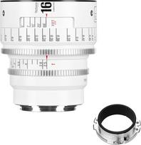 7artisans 16mm T2.5 Infinte serijos profesionalus rankinis viso kadro kino objektyvas, suderinamas su EF bajonetu, skirtas fotografijai ir filmų gamybai - baltas