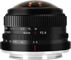 7Artisans 4 mm F2.8 "Fisheye" itin plataus kampo objektyvas APS-C rankinio fokusavimo pagrindinis objektyvas, suderinamas su "Sony E-Mount" beveidrodiniu fotoaparatu A6300 A6400 A6500 NEX-3 NEX-3N NEX-5T A7 A7II A7RIII