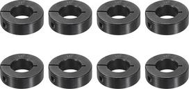 8 dalių vieno gabalo 11/16" skylės spaustuko apykaklė, 1-3/8" OD, 0,43" storio, juodo oksido plieno rinkinys, varžtų fiksavimo apykaklės spaustukas