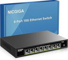 8 prievadų 10Gb Ethernet komutatorius (nevaldomas) su 8 x 10G Ethernet prievadais, NICGIGA 10Gbe tinklo komutatorius, skirtas 10Gb/s NAS, kompiuteriams, WiFi7 maršrutizatoriams, 10G adapteriui/kordeliui.