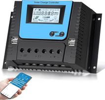 80A saulės įkrovos valdiklis su "Bluetooth", PWM 80A saulės įkrovos valdiklis 12V 24V 36V 48V su temperatūros jutikliu, LCD ekranu ir 4 USB prievadais, tinkamas ličio, švino rūgšties, gelio akumuliatoriams