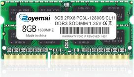8GB DDR3L 1600MHz PC3-12800 1.35V 2Rx8 Dual Rank 204 Pin CL11 Unbuffered Non-ECC SODIMM Nešiojamųjų kompiuterių atminties modulio atnaujinimas