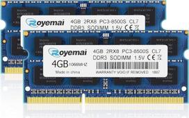 8GB rinkinys (2x4GB) PC3-8500 DDR3 1066MHz RAM 2Rx8 4GB 204pin SO-DIMM 1.5V CL7 atminties atnaujinimas "MacBook", "MacBook Pro", "iMac", "Mac Mini