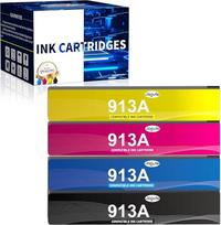 913A spausdintuvo kasetės, suderinamos su HP 913 A rašalo kasete, skirta PageWide 377dw 477dw 352dw 577dw 452dw 352dn 477dn 452dn 577z 552dw P55250dw P55750dw (4 pakuotės juoda, cy), purpurinė, magmaga
