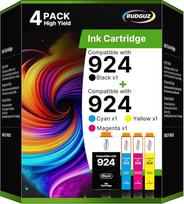 924 kasetės Multipack suderinamos su HP 924 924e kasetėmis, skirtomis HP OfficeJet Pro 8122e 8132e 8130e 8120e 8124e 8125e 8134e 8135e (spausdintuvo kasetės 924 juoda, žydra, geltona, purpurinė, 4 vnt., be lusto)
