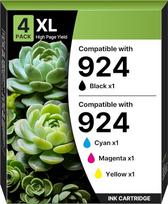 924 kasetės Suderinamos su HP 924 kasetės HP Officejet Pro 8122e 8132e 8120e 8130e 8124e 8125e 8135e 8120 8123 8128e 8130 8133 8134e 8138e (juoda žydra, purpurinė, geltona 4.4