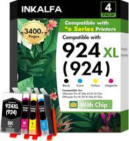 924 Patronen Multipack 924XL 8122e 8132e Kompatibel für HP 924 Patronen für HP924 XL 924e für HP OfficeJet Pro 8122e 8132e 8120e 8130e 8125e 8124e Druckerpatronen mit Chip (Schwarz Cyan Magenta Gelb)