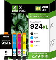 924XL Patronen 924 XL Multipack mit Chip Kompatibel für HP 924 Patronen Multipack,Druckerpatronen 924e für HP OfficeJet Pro 8120 8123 8130 8133 Drucker (4-Pack,Schwarz/Cyan/Magenta/Gelb)