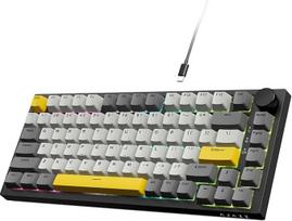 A.JAZZ AK820 75% TKL laidinė mechaninė klaviatūra, "Hot Swap" linijinis jungiklis, sandarinimo mazgas, RGB apšvietimas, 82 klavišai su CNC garsumo reguliavimu, porono putos, OEM PBT klavišų dangteliai, skirta PC/Win/Mac - pilka