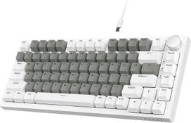A.JAZZ AK820 75% TKL laidinė mechaninė klaviatūra, "Hot Swap" raudonos spalvos jungiklis, sandarinimo mazgas, baltas apšvietimas, 82 klavišai su CNC garsumo reguliavimu, poroninės putos, OEM PBT klavišų dangteliai, skirta PC/Win/MAC - baltai pilka