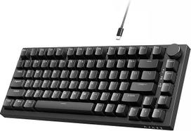 A.JAZZ AK820 75% TKL laidinė mechaninė klaviatūra, "Hot Swap" raudonos spalvos jungiklis, sandarinimo mazgas, baltas apšvietimas, 82 klavišai su CNC garsumo reguliavimu, poroninės putos, OEM PBT klavišų dangteliai, skirta PC/Win/MAC - juoda