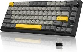 A.JAZZ AK820PRO 75 % mechaninė klaviatūra, 2.4G Wireless/BT5.1/USB-C laidinė, 81 klavišas su TFT spalvotu ekranu ir CNC mygtukais, RGB, "Hotswap", 4000 mAh - juodai pilka (Flying Fish Switch)