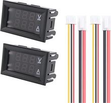 A63K-2Pcs Skaitmeninis voltmetras Ampermetras DC 100V 10A Amp Spannung Strom Meter Tester Blau + Rot Dual LED Display Panel Mit Verbinden