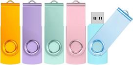 ABLAZE USB atmintinė 4GB Pakuotė iš 5 metalinių atmintinių Įvairiaspalvė besisukanti USB atmintinė Pakuotė iš 5 didelės spartos USB 2.0 atmintinių