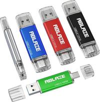 ABLAZE USB C atmintinė 128GB, 5 pakuotės Dviguba USB 3.0 atmintinė USB tipo C didelės spartos duomenų saugykla išmaniesiems telefonams, planšetiniams kompiuteriams, "Mac" kompiuteriams, automobiliniams kompiuteriams ir nešiojamiesiems kompiuteriams (5 sp