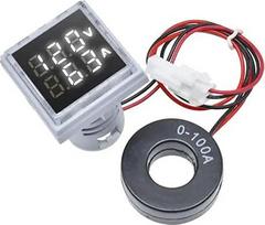 AC 60-100V 0-100A Ampero voltmetras LED skaitmeninis voltmetras Amperemeter Spannung Strom Frequenz Meter Spannung Anzeige Tester (balta)