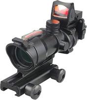 ACEXIER optinis optinis taikiklis 4x32 Tikrojo šviesolaidžio raudonas apšviestas kryžminis taikiklis su 20 mm holografiniu taikikliu, skirtas tvirtinti ant bėgio