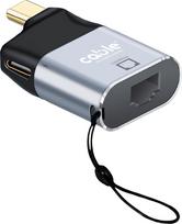 Adapteris USB C vyriškos lyties į LAN RJ45 moteriškos lyties + USB C moteriškos lyties 100W PD LAN konverteris Aliuminis Suderinamas su "Thunderbolt 3/4", "iPhone", "Macbook", "iPad", "Samsung", "Windows" kompiuteriu, nešiojamuoju kompiuteriu, EC