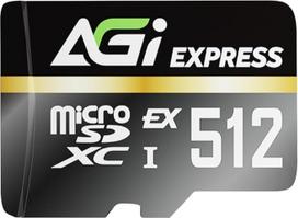 AGI TF338 "Micro SD Express" 512GB, iki 800MB/s skaitymo greičio, optimizuota žaidimams, A2, 4K, didelės spartos atminties kortelė, skirta "Switch 2", nešiojamoms konsolėms, nešiojamiems žaidimų įrenginiams