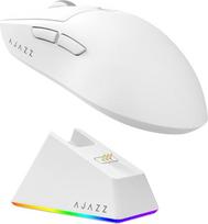 AJAZZ AJ139 V2 MC belaidė žaidimų pelė, PAW3311 jutiklis, 24K DPI, 2.4G/USB-C/BT, 500 mAh baterija, itin lengva 66 g, RGB magnetinis įkrovimo pagrindas, 80 mln. paspaudimų, suderinama su PC ir Mac, balta