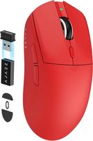 AJAZZ AJ139 Pro X Superlight belaidė žaidimų pelė, itin lengva (59 g), "Pixart PAW3395" optinis jutiklis, 26000 DPI, 2,4 GHz/USB C laidinė, 6 programuojami mygtukai, 200 valandų baterijos veikimo laikas, skirta PC/Mac - raudona