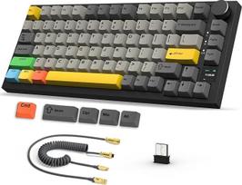 AJAZZ AK820PRO 75% TKL belaidė mechaninė žaidimų klaviatūra su spiraliniu USB-C kabeliu, 2.4G/BT5.1/USB-C laidinė, 81 klavišas su TFT spalvotu ekranu ir CNC mygtukais, RGB apšvietimas, 4000 mAh - juodai pilka