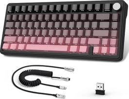 AJAZZ x Attack Shark X85 mechaninė klaviatūra, 75 % belaidė žaidimų klaviatūra su mygtukais, 5 sluoksnių paminkštinimas, šoninis spausdintas PBT klavišų dangtelis, BT5.1/2.4GHz/USB-C, "Hot-Swap" linijinis jungiklis, RGB, skirta PC, Mac