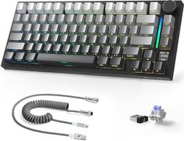 AJAZZ X ATTACKSHARK 75% X820Ultra belaidė mechaninė klaviatūra ir C01 Ultra kabelis, 2.4G/BT/USB-C laidinė, 80 klavišų, TFT spalvotas ekranas ir CNC mygtukas, RGB, karšto keitimo, 4000 mAh juodas gradientas (Shark Switch)