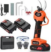 Akumuliatorinės elektrinės genėjimo žirklės - 40 mm profesionalios elektrinės genėjimo žirklės su 2 21 V/2000 mAh baterijomis - akumuliatorinės genėjimo žirklės sodininkystei, vynmedžiams, vaismedžiams