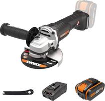 Akumuliatorinis kampinis šlifuoklis WORX WX812 Nitro 20 V - 125 mm skersmens diskas - 8500 aps./min - Galingas bešepetėlinis variklis - Lengvas ir kompaktiškas - Apsauga nuo atatrankos - Į komplektą įeina 4Ah akumuliatorius ir įkroviklis