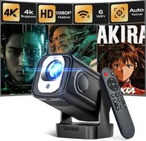 Alwtniet HY310 mini projektorius 4K, 1080P mini projektorius su automatiniu fokusavimu ir automatiniu geometrijos koregavimu, "WiFi 6 Bluetooth 5.4", 5 W garsiakalbis, 180° pasukamas "Android" namų kino projektorius