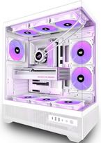 ANSAITE ATX kompiuterio korpusas 6 x 120 mm ARGB PWM ventiliatorius, iš anksto įmontuotas Mid-Tower žaidimų kompiuterio korpusas, panoraminis juodos spalvos grūdinto stiklo kompiuterio korpusas su C tipo 360 mm radiatoriaus palaikymu