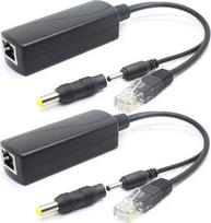 ANVISION 2 pakuotės 5V PoE skirstytuvo adapteris nuo 48V iki 5V 2,4A 3,5 mm x 1,35 mm 5,5 mm x 2,1 mm IEEE 802.3af reikalavimus atitinkantis IP kamerų ir kitų įrenginių kištukas