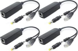 ANVISION 4 gigabitinių PoE skirstytuvų pakuotė, nuo 48 V iki 5 V 2,4 A, 10/100/1000Mbps, 3,5 mm x 1,35 mm kištukas, 5,5 mm x 2,1 mm jungtis, IEEE 802.3af, skirta IP kameroms ir "Plus