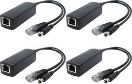 ANVISION 4 pakuočių Gigabit PoE skirstytuvas, 48 V - 12 V 2A Ethernet adapteris, skirtas CCTV kameroms, prieigos taškams, Voip ir kt., AV-PS12-G