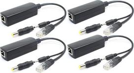 ANVISION 4 pakuotės 5V PoE skirstytuvo adapteris nuo 48V iki 5V 2,4A 3,5 mm x 1,35 mm 5,5 mm x 2,1 mm IEEE 802.3af reikalavimus atitinkantis IP kamerų ir kitų įrenginių kištukas