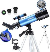 AOMEKIE teleskopai suaugusiesiems, pradedantiesiems astronomams 70 mm / 400 mm vaikiškas teleskopas su mobiliojo telefono adapteriu trikojis Finderscope Erect Image Diagonal ir Mėnulio filtras