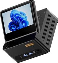 AOOSTAR G-FLIP mini kompiuteris R7 PRO 8845HS (5,1 GHz, AI procesorius), mini stalinis kompiuteris 32GB DDR5 RAM 1 TB M.2 PCIe4.0 SSD, žaidimų kompiuteris Radeon 780M/WiFi 6/OCuLink/2xUSB4/2x2,5G LAN/5 colių sulankstomas antrasis ekranas