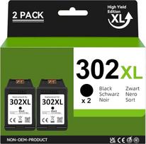 APEXCOLOR 302 XL juodos spalvos spausdintuvo kasetės, suderinamos su HP 302 XL, tinkančios HP Envy 4525 4520 4527, DeskJet 3630 3636 3638, OfficeJet 3830 3831 (2 vnt.)
