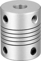 aprūpinimo žemėlapis nuo 5 mm iki 6 mm aliuminio lydinio veleno jungtis Lanksti jungtis Variklio jungtis L25xD19 Silver